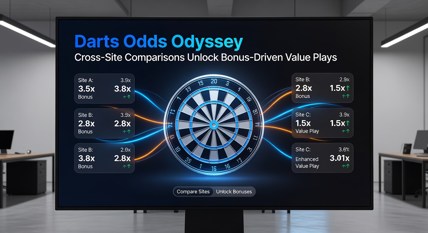 Close-up of a darts odds comparison table on a betting app, showing variances across multiple sites during a live Premier League match