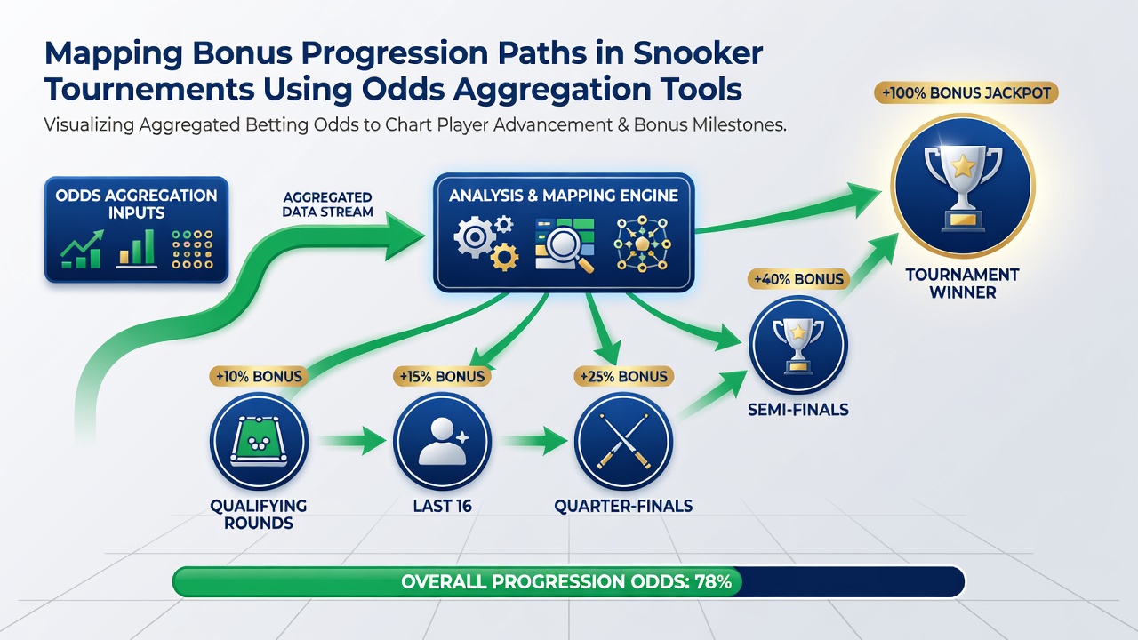 Detailed view of odds aggregation dashboard displaying snooker bonus progression paths